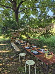 Poltertag Team Bride im Garten bei Filzlis