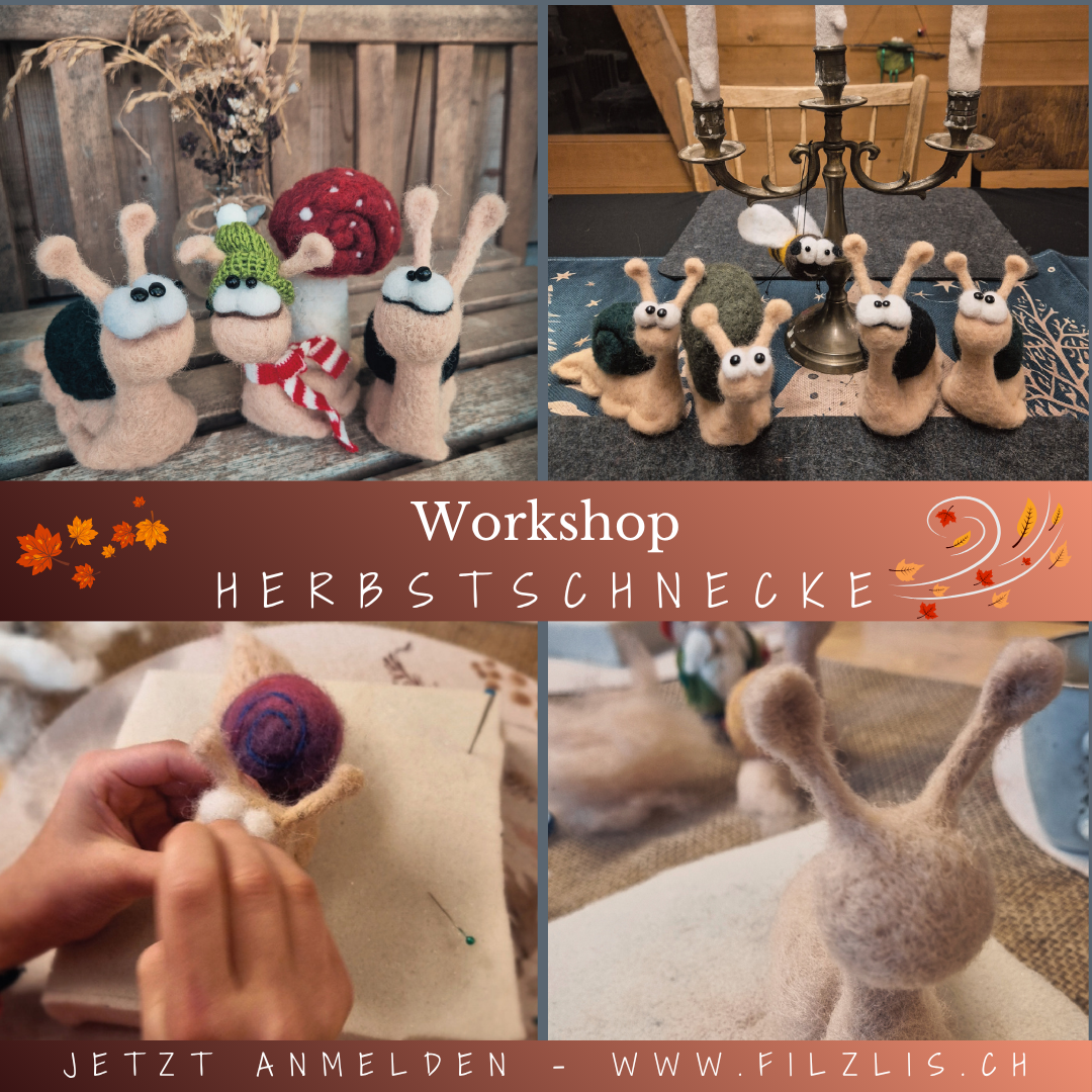 Workshop Schnecke Nadelfilzen Nadelfilzen lernen Schnecke